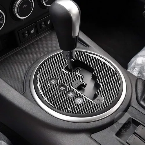 Miniatura 3 de Caja de engranajes de consola central de fibra de carbono real, palanca, panel de transmisión, calcomanía decorativa para el interior del automóvil