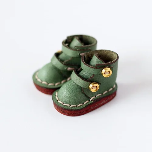 Miniatura 5 de Botas de cuero de vaca hechas a mano zapatos para OB11, Molly, GSC, 1/12 BJD muñeca accesorios (rosa)