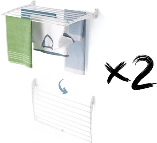 Miniatura 35 de foxydry Tendedero plegable para colgar en la pared, vertical plegable para interiores y exteriores, en acero aluminio (31.5 in)