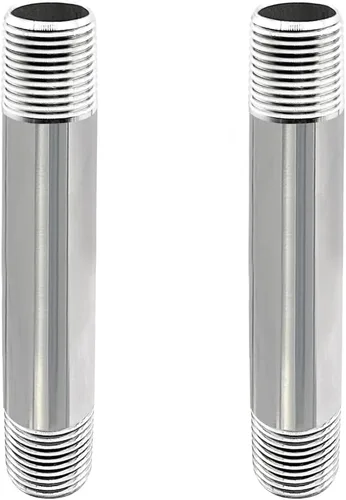 GeilSpace Tubo de acero inoxidable de 1/2 x 4 pulgadas, boquilla de tubo 304 para tuberías y accesorios roscados estándar de 1/2 pulgada, tubo de