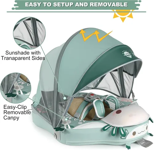 Miniatura 5 de Mambobaby Float Deluxe - Flotador de piscina para bebés: entrenador de natación seguro y cómodo para bebés y niños pequeños, diseño no inflable
