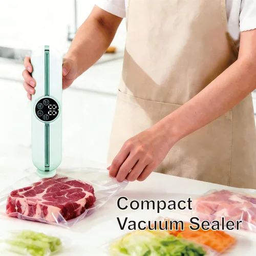 Miniatura 5 de Máquina selladora al vacío de mano 3 en 1 para bolsas y tarros, sellador al vacío de grado alimenticio con 10 bolsas aptas para alimentos, también
