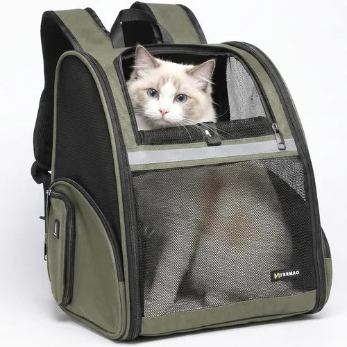 Miniatura 18 de Mochila Transportadora para Gatos para Perros Pequeños y Gatos Medianos, Cachorro, Gatito, Conejo, Mochila Transportadora de Mascotas Plegable