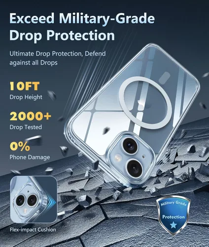 Miniatura 1036 de FNTCASE Funda para iPhone 13 Pro-Max: Fundas magnéticas transparentes compatibles con Magsafe Slim anti amarillamiento protección contra caídas