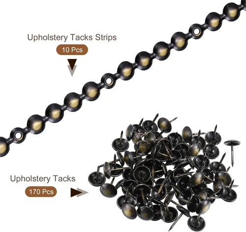 Miniatura 3 de uxcell 10 tiras de tachuelas de tapicería, adornos decorativos brillantes de 3.3 ft para sofá, cabecero, silla, muebles con clavos de tapicería