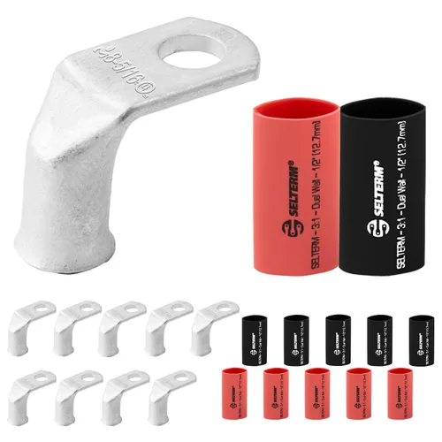 Miniatura 256 de SELTERM 5 piezas terminales de cable de cobre estañado 1/0 AWG perno de 1/2", extremos de cable de batería, terminales de anillo, conectores