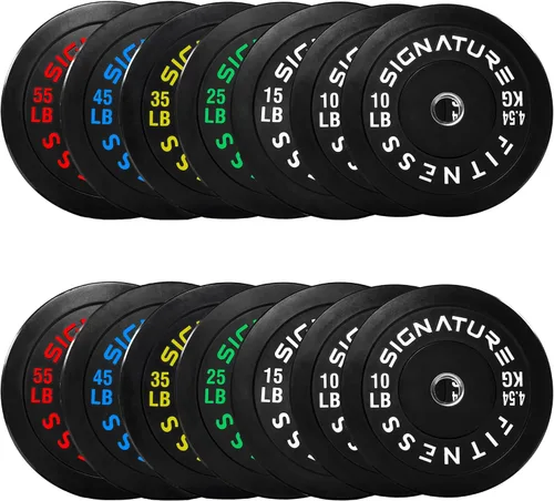 Miniatura 8 de Fitvids Juego de discos de peso olímpicos de goma de 2 pulgadas, juego de discos de parachoques con barra para entrenamiento de fuerza, 180-390