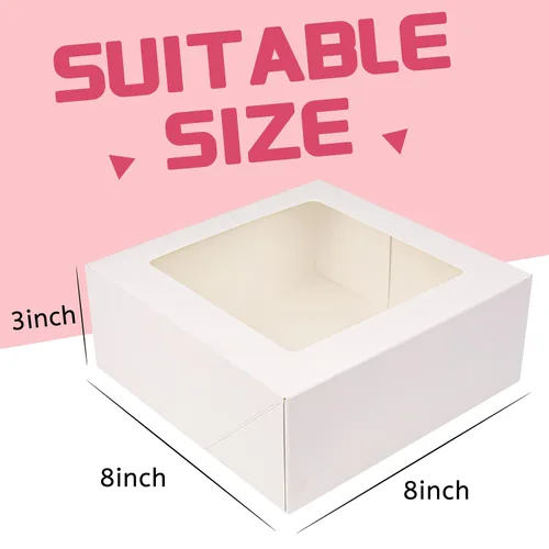 Miniatura 2 de NPLUX Cajas de panadería de 8 x 8 x 3 pulgadas con ventana, cajas de chocolate y fresas para pastel, pastel, magdalena, galletas, macarrón, corazón
