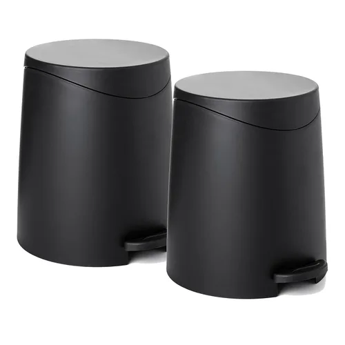 Miniatura 14 de Superio MIni - Cubo de basura con tapa de 3 litros, color gris, mini cubo de basura de plástico de 0.75 galones, moderno bote de basura con pedal