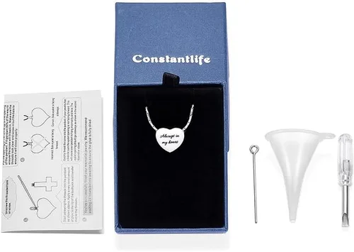 Miniatura 35 de constantlife Joyería de cremación para cenizas – Colgante de corazón conmemorativo collar de urna conmemorativa soporte para cenizas de acero