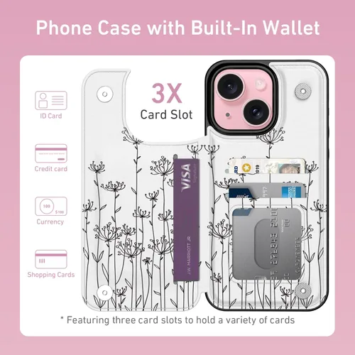 Miniatura 2 de FUNMIKO Funda tipo cartera para iPhone 13 Mini con tarjetero, bloqueo RFID, protección de grado militar y obras de arte impresas con rayos UV