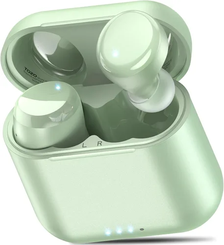 TOZO Auriculares inalámbricos T6, auriculares Bluetooth 5.3, sonido estéreo en el oído, 50 horas de reproducción, estuche de carga inalámbrica, Verde