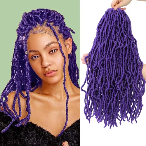 Miniatura 8 de Pelo sintético de ganchillo de 18 pulgadas, 2 paquetes de rastas suaves de diosa, trenzas de ganchillo pre-enlazadas para mujeres negras, pelo