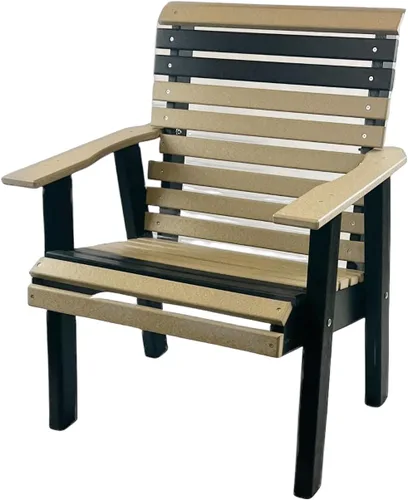 Amish Crafted - Muebles de exterior de polietileno, sin mantenimiento, silla enrollable (madera desgastada/negro)