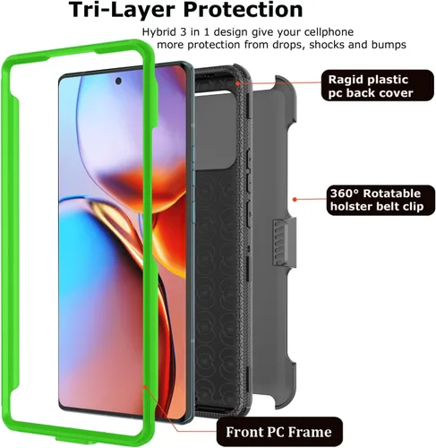 Miniatura 6 de Funda para Moto Edge Plus 2023, para Motorola Edge+ (2023) 5G UW, funda con clip para cinturón de cuerpo completo, protección de grado militar, a