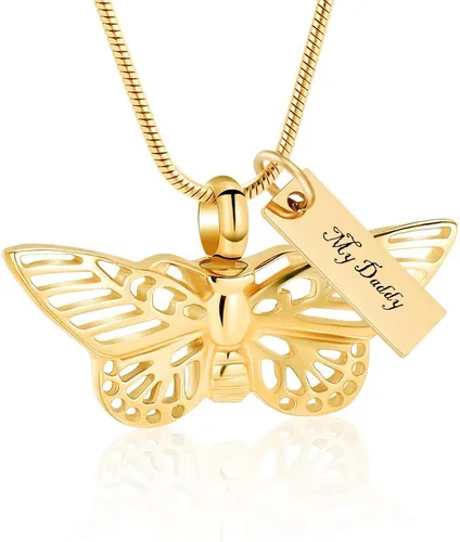 Miniatura 23 de Minicremation Joyas de cremación para cenizas – Collar conmemorativo de mariposa con colgante de urna para cenizas de seres queridos