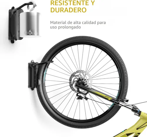 Miniatura 4 de monTEK Soporte giratorio de pared para bicicleta, perchas para bicicleta, soporte vertical para bicicletas que ahorra espacio, soporte