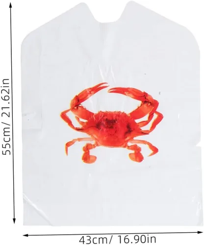 Miniatura 2 de Divertidos delantales desechables versátiles con temática de cangrejo, 100 baberos para fiestas de hervir mariscos, Rojo