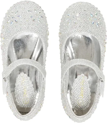 Miniatura 7 de DREAM PAIRS Zapatos de vestir tipo bailarina Mary Jane con estrás para niña para fiesta, cumpleaños, actuación, boda