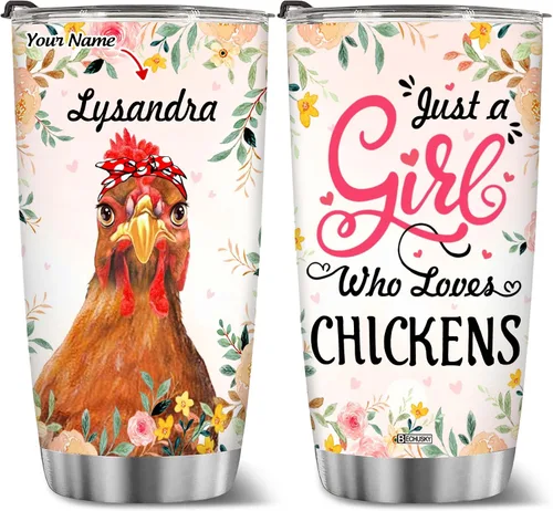 Miniatura 13 de BECHUSKY Vaso de acero inoxidable personalizado con aislamiento al vacío de flores de jirafa con tapa Just A Girl Who Loves Giraffes, taza de café
