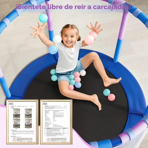Miniatura 6 de Yohood - Cama elástica de 55 pulgadas para niños con recinto, trampolín para niños pequeños de 6 en 1 para interiores y exteriores, tubo completo