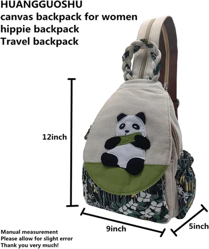 Miniatura 32 de HUANGGUOSHU Mochila de algodón tejida de algodón bohemio con bordado de lona estilo bohemio con múltiples bolsillos retro linda mochila cartera