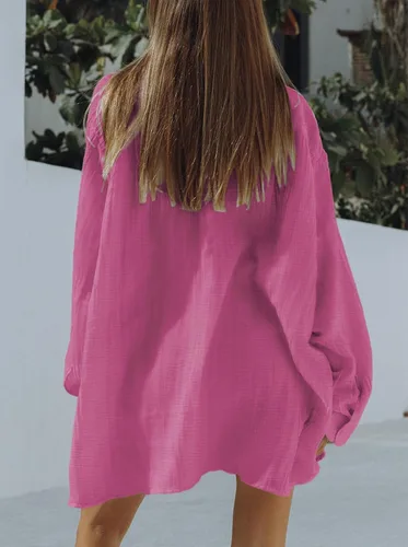 Miniatura 6 de Fixmatti Conjunto de 2 piezas para mujer, blusa de manga larga con botones y pantalones cortos