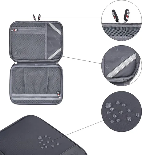Miniatura 2 de Bolsa organizadora de cables electrónicos, bolsa de almacenamiento portátil de doble capa para accesorios digitales electrónicos para funda