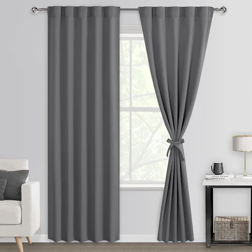 Miniatura 73 de DWCN Cortinas opacas con pestaña trasera para ventana - Cortinas opacas con bolsillo para barra para oscurecer la habitación para dormitorio/sala