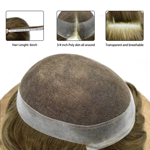 Miniatura 12 de Toupee para hombres Piezas de cabello humano real Encaje suizo para hombres Toupee unidades de cabello humano europeo para hombres Hairpieces