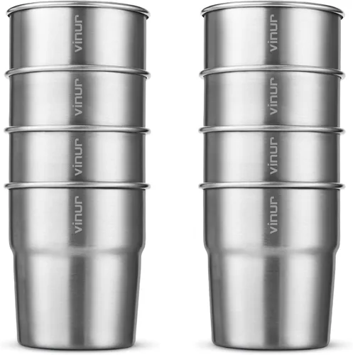 Miniatura 15 de VINUR Vasos Tumbler de Acero Inoxidable de 8 oz, Vasos de Metal Apilables para Beber para Viajes, Campamento, Exteriores, Paquete de 4