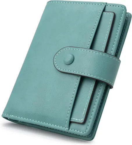 Miniatura 9 de Alldaily Cartera pequeña de piel con bloqueo RFID para mujer, plegable con 10 ranuras para tarjetas y bolsillo con cremallera, Negro, Pequeña