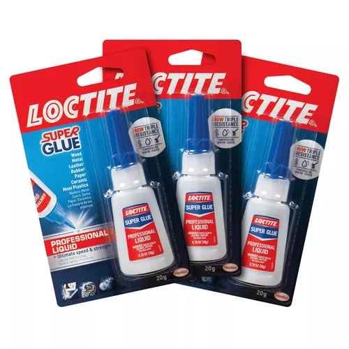 Loctite Super Glue - Líquido profesional, transparente, botella de 0.7 onzas líquidas, paquete de 3 – Superpegamento para plástico, madera, metal,