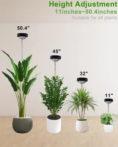 Miniatura 5 de Yadoker - Luz de cultivo LED de espectro completo para plantas de interior, lupa negra, altura ajustable, temporizador automático, bajo voltaje