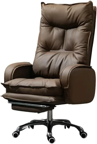 Miniatura 3 de Silla de piel sintética grande y alta ergonómica, reclinable, reposapiés para juegos, altura ajustable, respaldo alto, estación de trabajo, silla