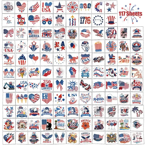 Miniatura 11 de 28 Pairs 250th Anniversary Face Makeup Patches, 4th of July Independence Day Eyeliner Stickers Decals American Flag Stars Bowknot Temporary Tattoo