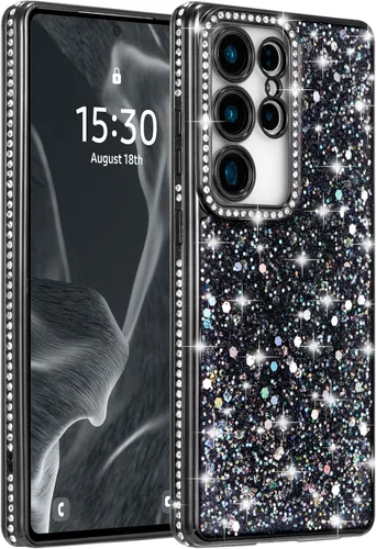 FABSPARK Funda para Samsung Galaxy S22, Cristal Brillante Diamante Pedrería Lentejuela Brilloso Reluciente Espumoso Brillante Lujoso Galvanizado,