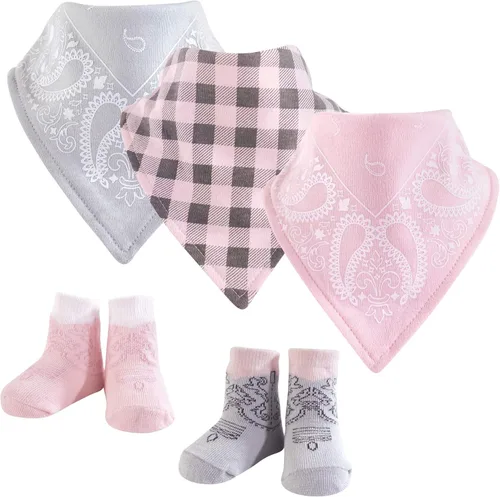Miniatura 253 de Hudson Baby Conjunto de babero y calcetines unisex de algodón para bebé