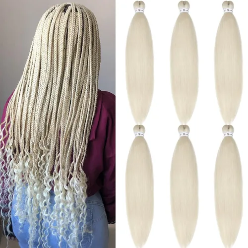 Miniatura 14 de Cabello para Trenzar Naranja Jengibre Pre-Estirado Kanekalo Cabello para Trenzar Pre-estirado 26 pulgadas Extensiones de Cabello Sintético