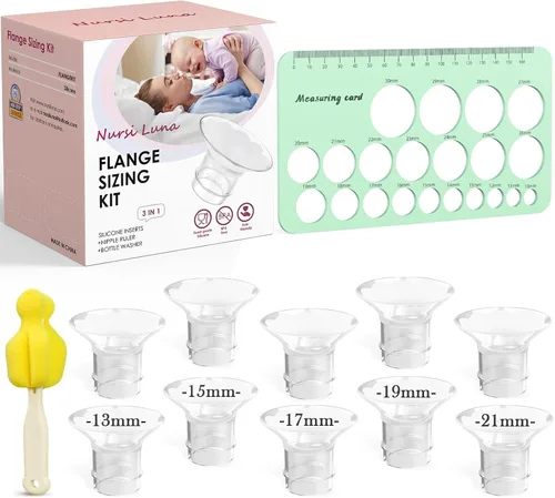 Miniatura 15 de Kit de Dimensionamiento de Brida Nursi Luna 3 en 1 con 8 Piezas de Insertos de Brida 15/17/19/21mm, Kit de Insertos de Brida de Silicona
