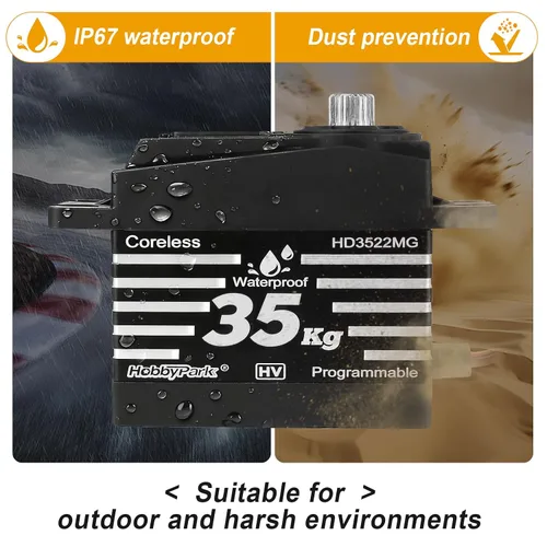 Miniatura 2 de HobbyPark Servo a prueba de agua RC de alto par motor sin núcleo, engranaje de metal servo digital para 1/8 1/10 RC Crawler SCX10 TRX4 RC Truck