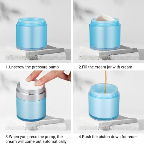 Miniatura 2 de ASEVAT Tarro de bomba sin aire de 1 oz (paquete de 2) – Recipiente cosmético al vacío recargable para crema, loción e hidratante, dispensador
