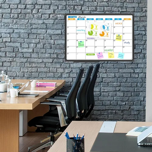Miniatura 6 de JILoffice Calendario de Pizarra Blanca de Borrado en Seco - Calendario de Pizarra Blanca Magnética Mensual 24 X 18 Pulgadas, Marco de Aluminio Negro