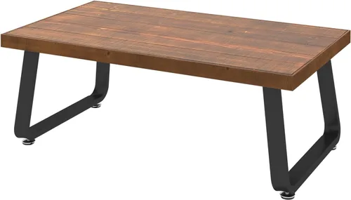 Miniatura 9 de IBF Mesa de centro rústica, mesa de té de madera maciza industrial, mesa de centro de madera real, mesa de café rectangular moderna y minimalista