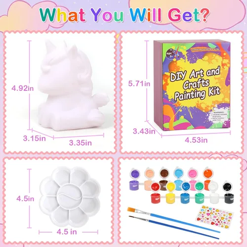 Miniatura 4 de dededa Kit de arte de luz nocturna de unicornio para pintar tu propio unicornio, artes y manualidades para niños de 4 a 8 años, regalos de 1