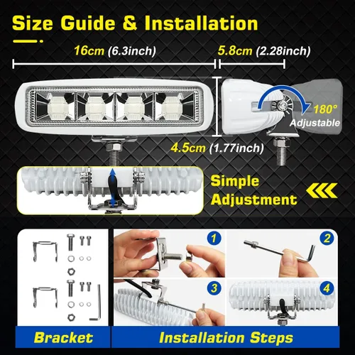 Miniatura 6 de WFPOWER Luces esparcidoras de lanchas azules, paquete de 2 luces de pontón de 72 W para barcos, luces LED marinas impermeables para pesca nocturna
