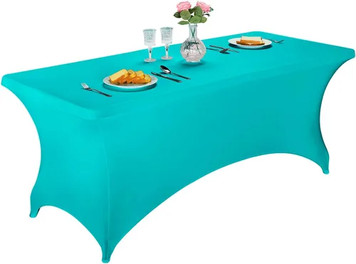Miniatura 10 de LZY Cubierta de Mesa Elástica Ajustable de Spandex para Mesa Plegable de 6 pies, 4 pies o 8 pies, Mantel de Cóctel Rectangular, Perfecto para Champn