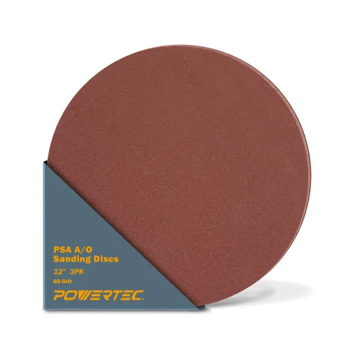 Miniatura 8 de POWERTEC 10 discos de lijado PSA de grano 120 de 12 pulgadas, papel de lija autoadhesivo de 12 pulgadas para paneles de yeso, carpintería, pintura