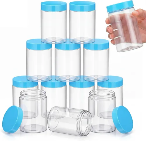 Miniatura 33 de SATINIOR Paquete de 12 frascos de plástico con tapas, frascos redondos para cosméticos de viaje, para artículos de tocador, loción, crema