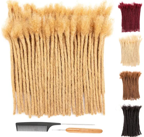 Miniatura 46 de DAIXI 0.2cm y 0.4cm y 0.6cm y 0.8cm de grosor 4-18 pulgadas 10 hebras extensiones de rastas de cabello humano 100% real para hombres/mujeres